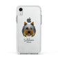 Yorkshire Terrier Personalised Apple iPhone XR Impact Case White Edge on Silver Phone