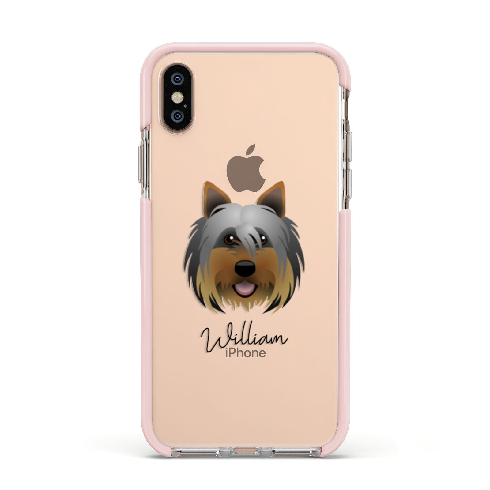 Yorkshire Terrier Personalised Apple iPhone Xs Impact Case Pink Edge on Gold Phone