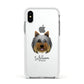 Yorkshire Terrier Personalised Apple iPhone Xs Impact Case White Edge on Silver Phone