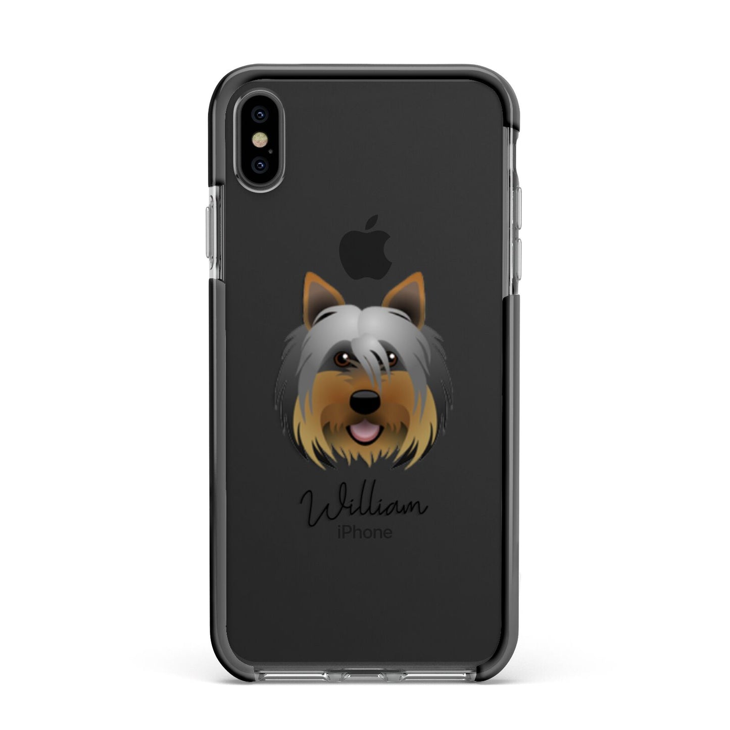 Yorkshire Terrier Personalised Apple iPhone Xs Max Impact Case Black Edge on Black Phone