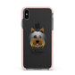 Yorkshire Terrier Personalised Apple iPhone Xs Max Impact Case Pink Edge on Black Phone