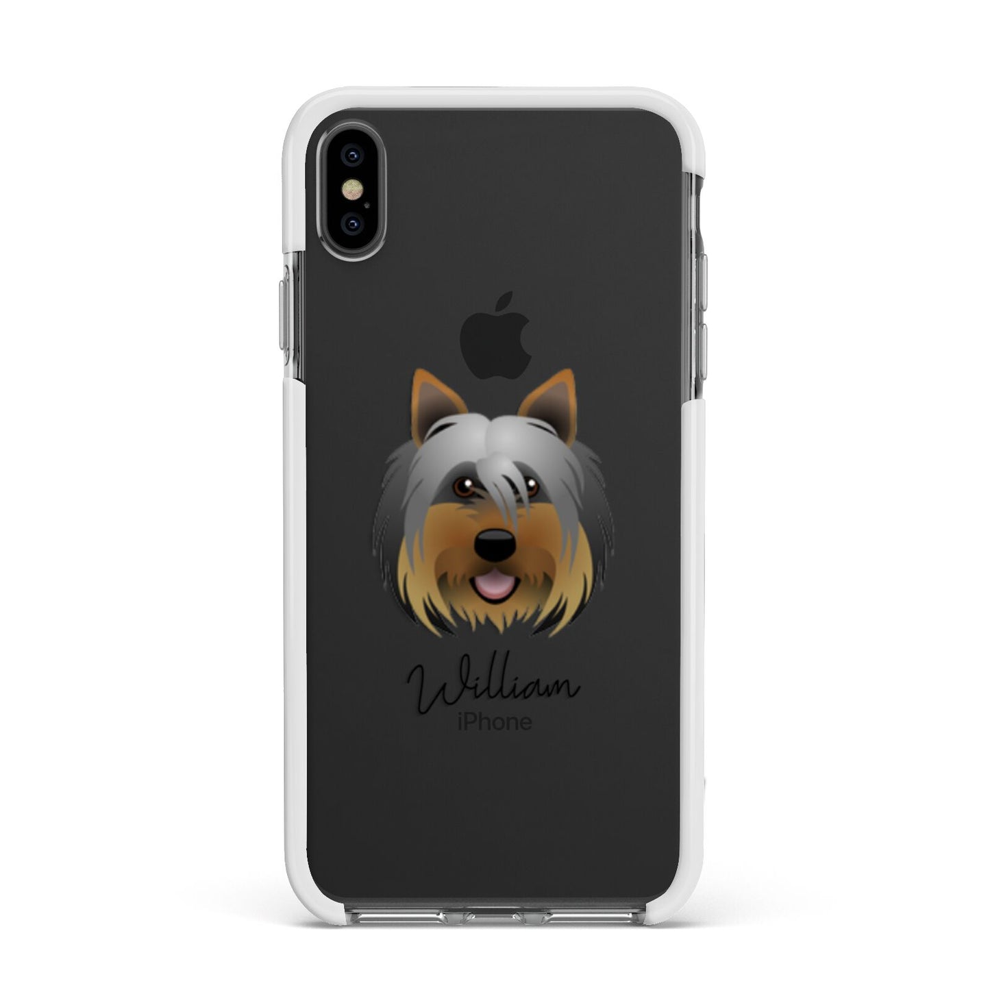 Yorkshire Terrier Personalised Apple iPhone Xs Max Impact Case White Edge on Black Phone