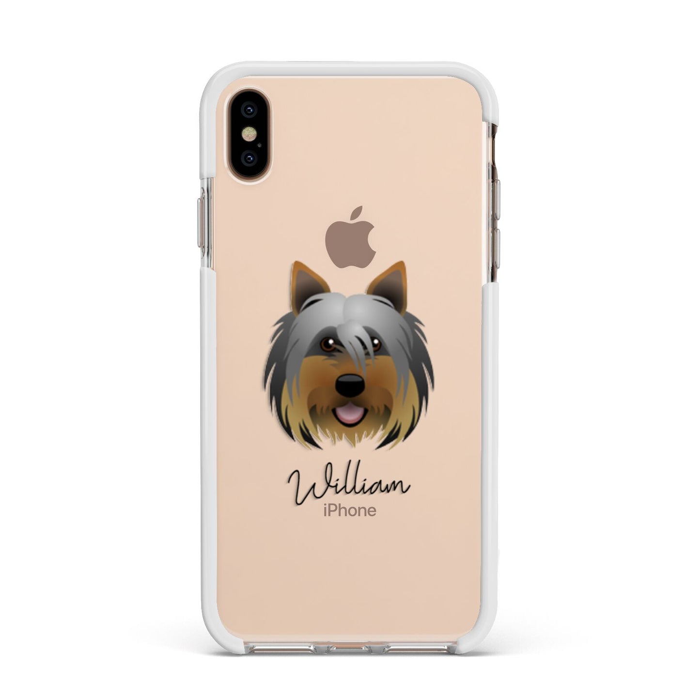 Yorkshire Terrier Personalised Apple iPhone Xs Max Impact Case White Edge on Gold Phone