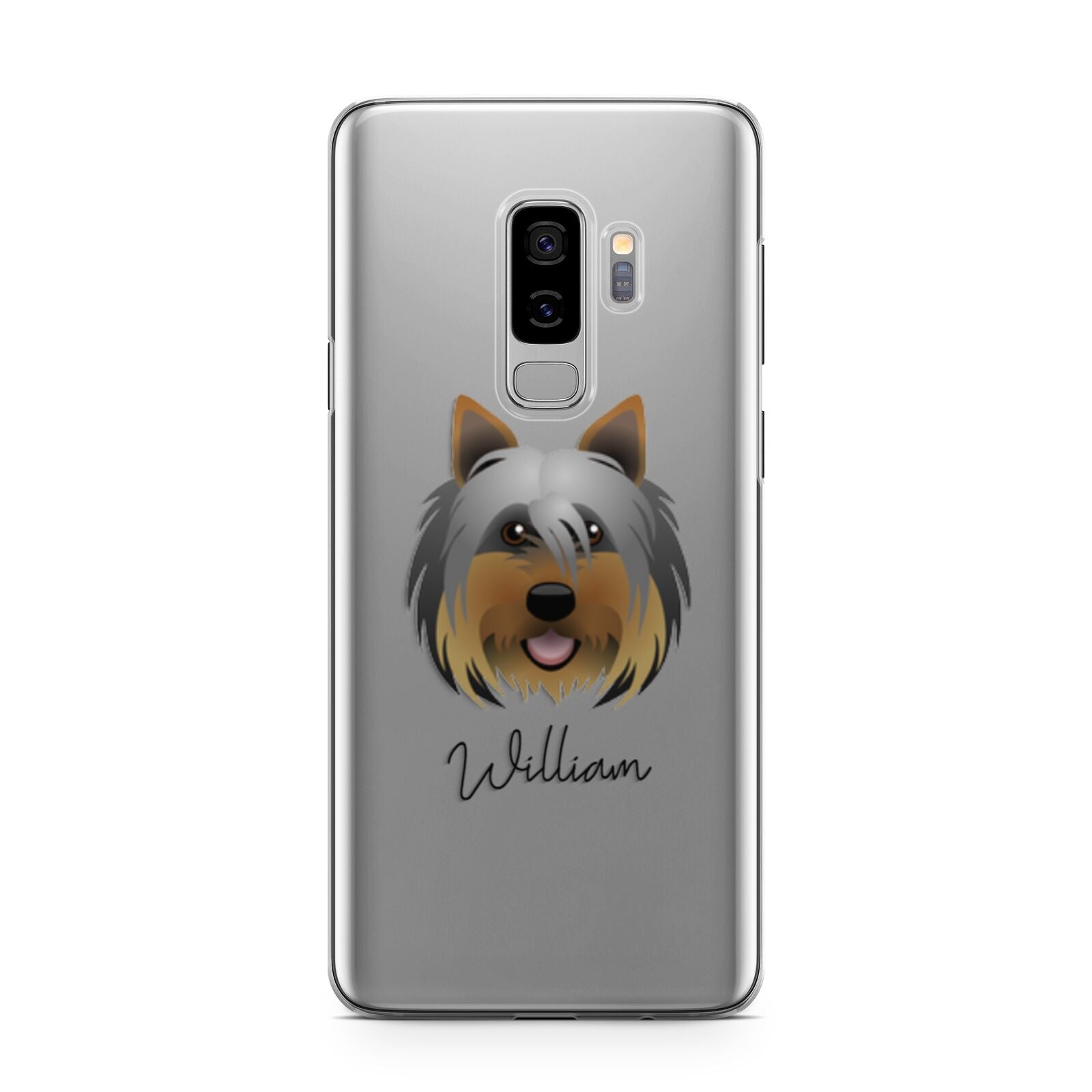 Yorkshire Terrier Personalised Samsung Galaxy S9 Plus Case on Silver phone
