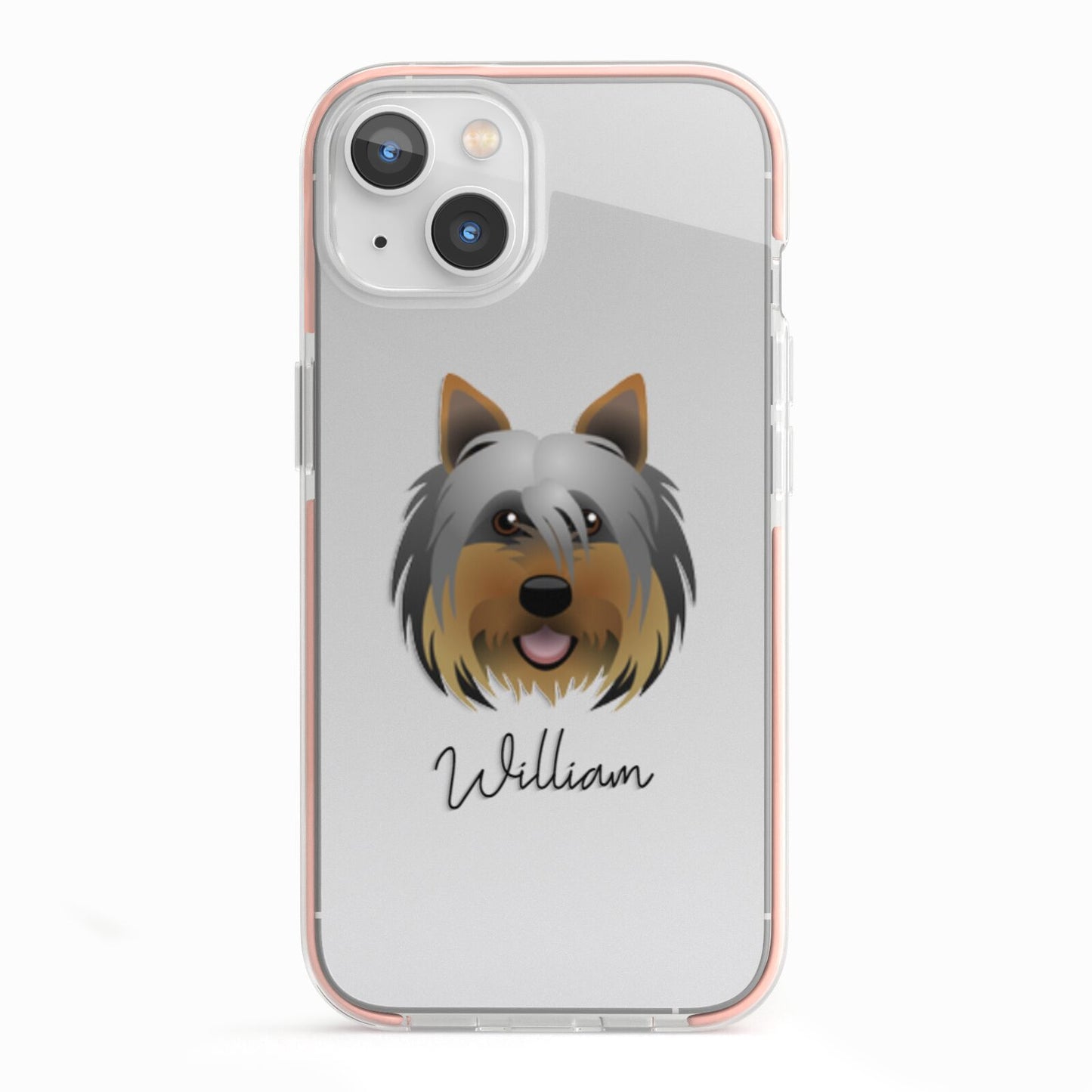 Yorkshire Terrier Personalised iPhone 13 TPU Impact Case with Pink Edges