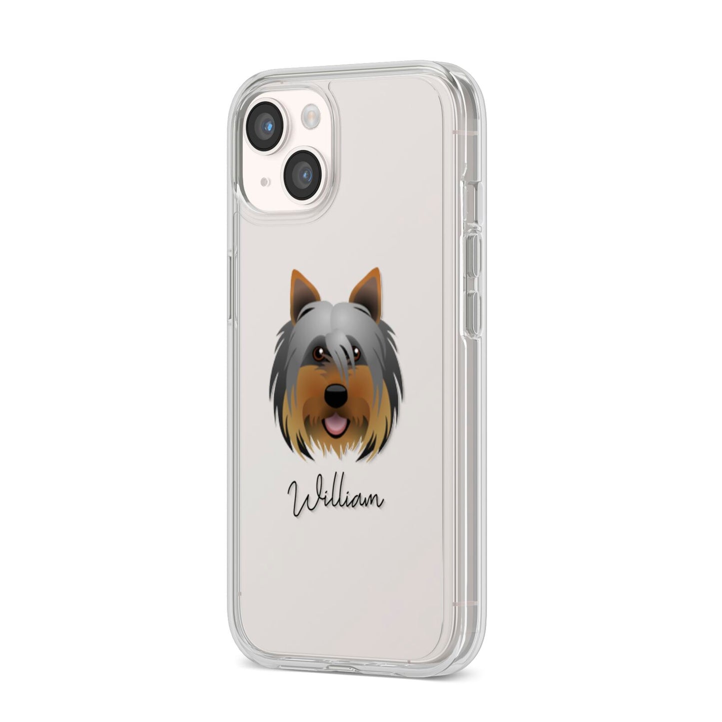 Yorkshire Terrier Personalised iPhone 14 Clear Tough Case Starlight Angled Image