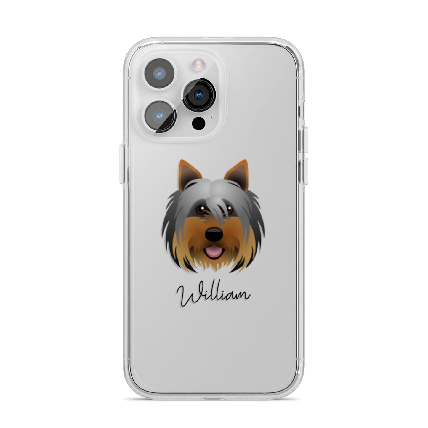Yorkshire Terrier Personalised iPhone 14 Pro Max Clear Tough Case Silver