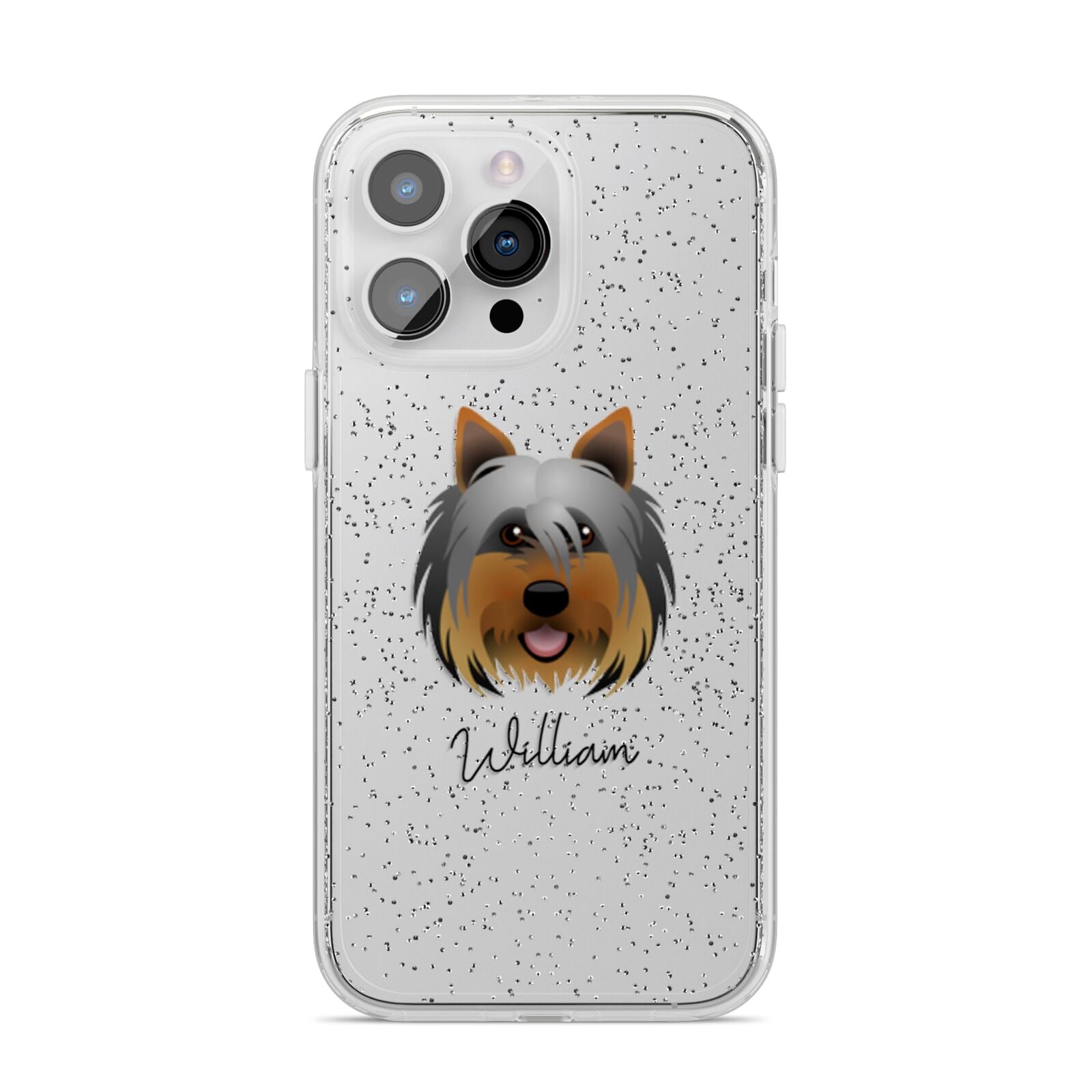 Yorkshire Terrier Personalised iPhone 14 Pro Max Glitter Tough Case Silver