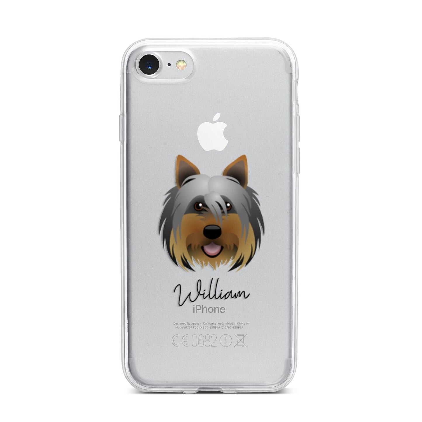 Yorkshire Terrier Personalised iPhone 7 Bumper Case on Silver iPhone