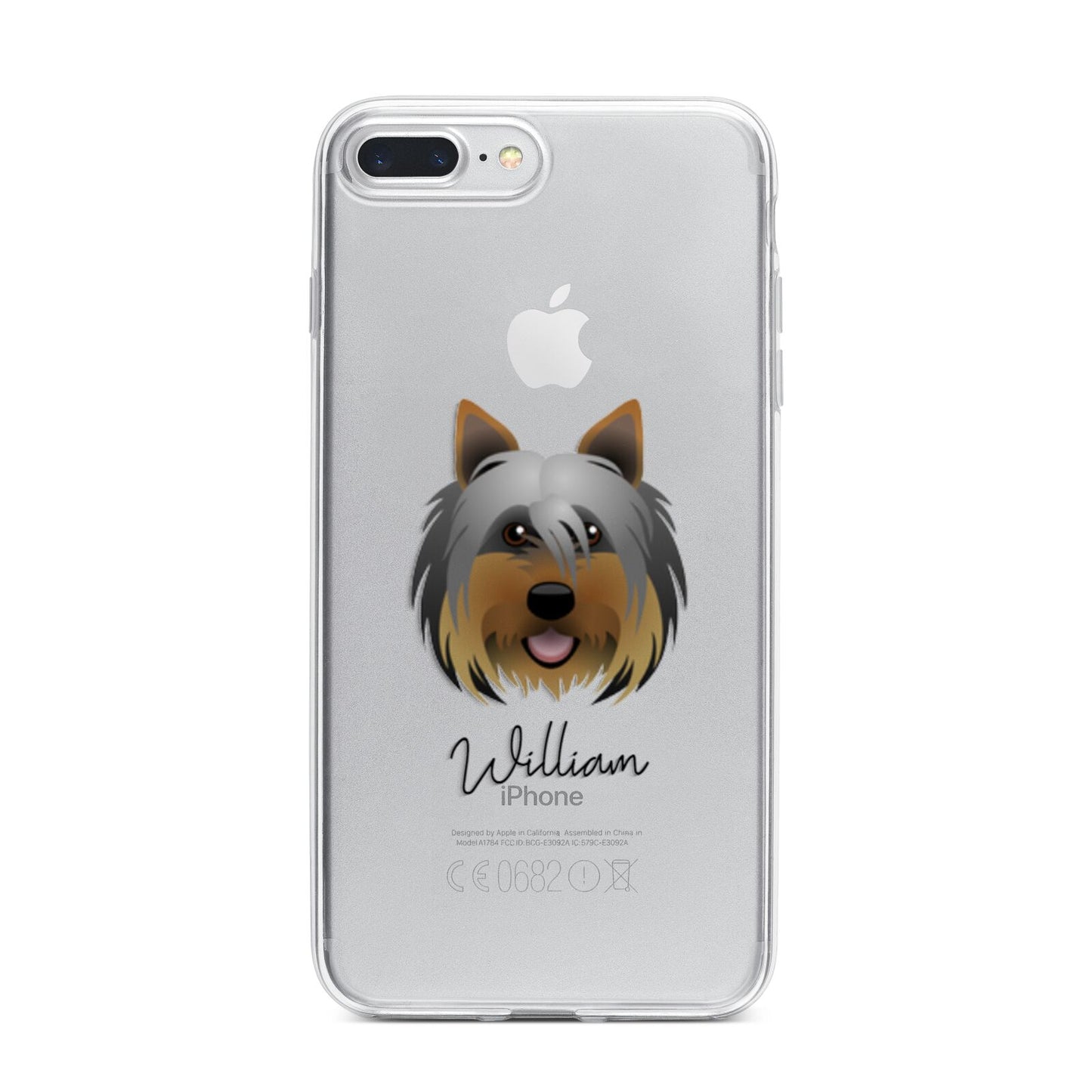 Yorkshire Terrier Personalised iPhone 7 Plus Bumper Case on Silver iPhone