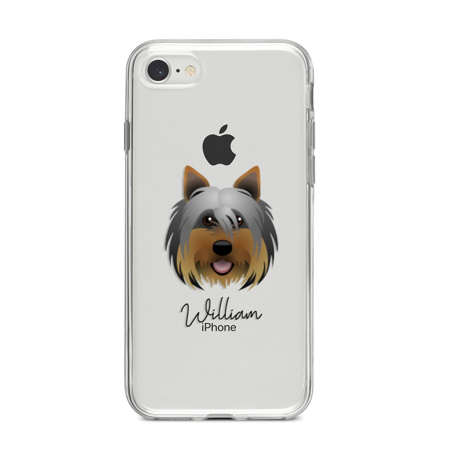 Yorkshire Terrier Personalised iPhone 8 Bumper Case on Silver iPhone