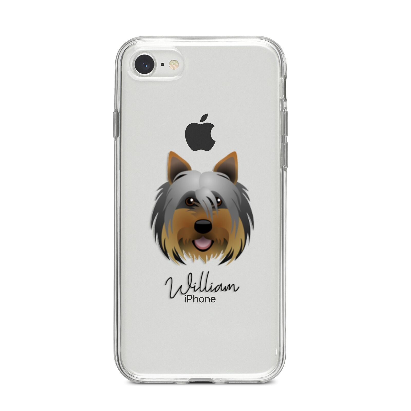 Yorkshire Terrier Personalised iPhone 8 Bumper Case on Silver iPhone