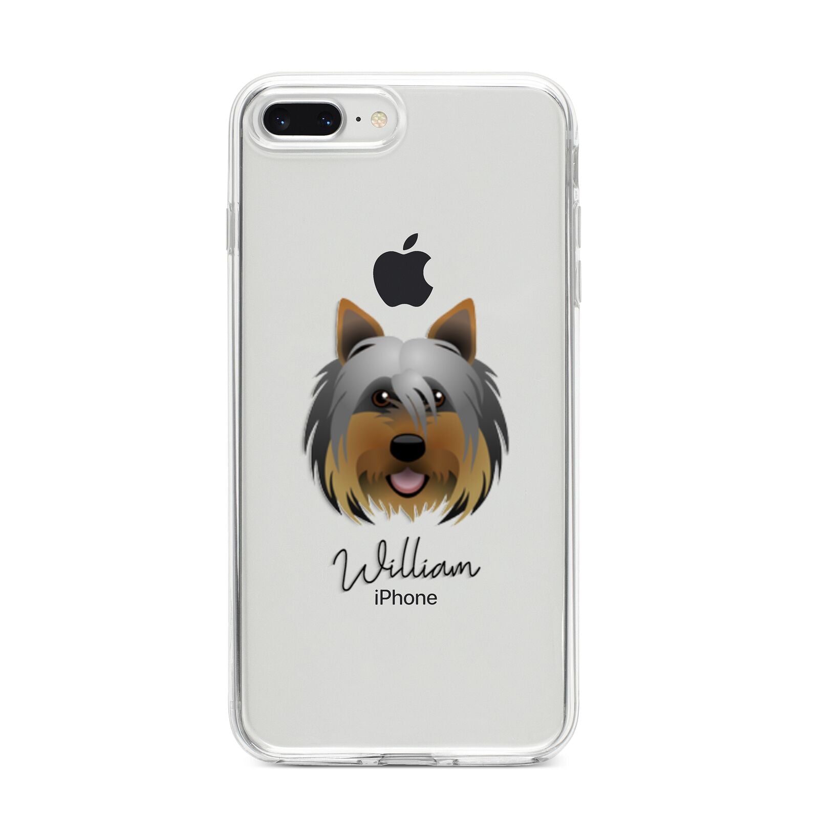 Yorkshire Terrier Personalised iPhone 8 Plus Bumper Case on Silver iPhone