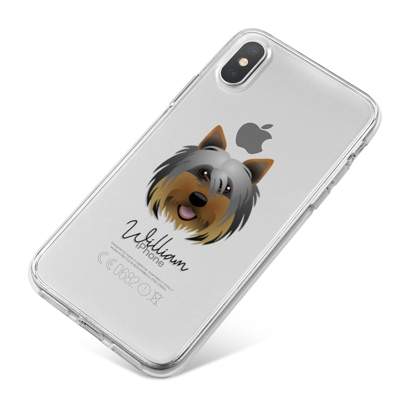 Yorkshire Terrier Personalised iPhone X Bumper Case on Silver iPhone