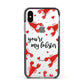 Youre My Lobster Apple iPhone Xs Impact Case Black Edge on Silver Phone
