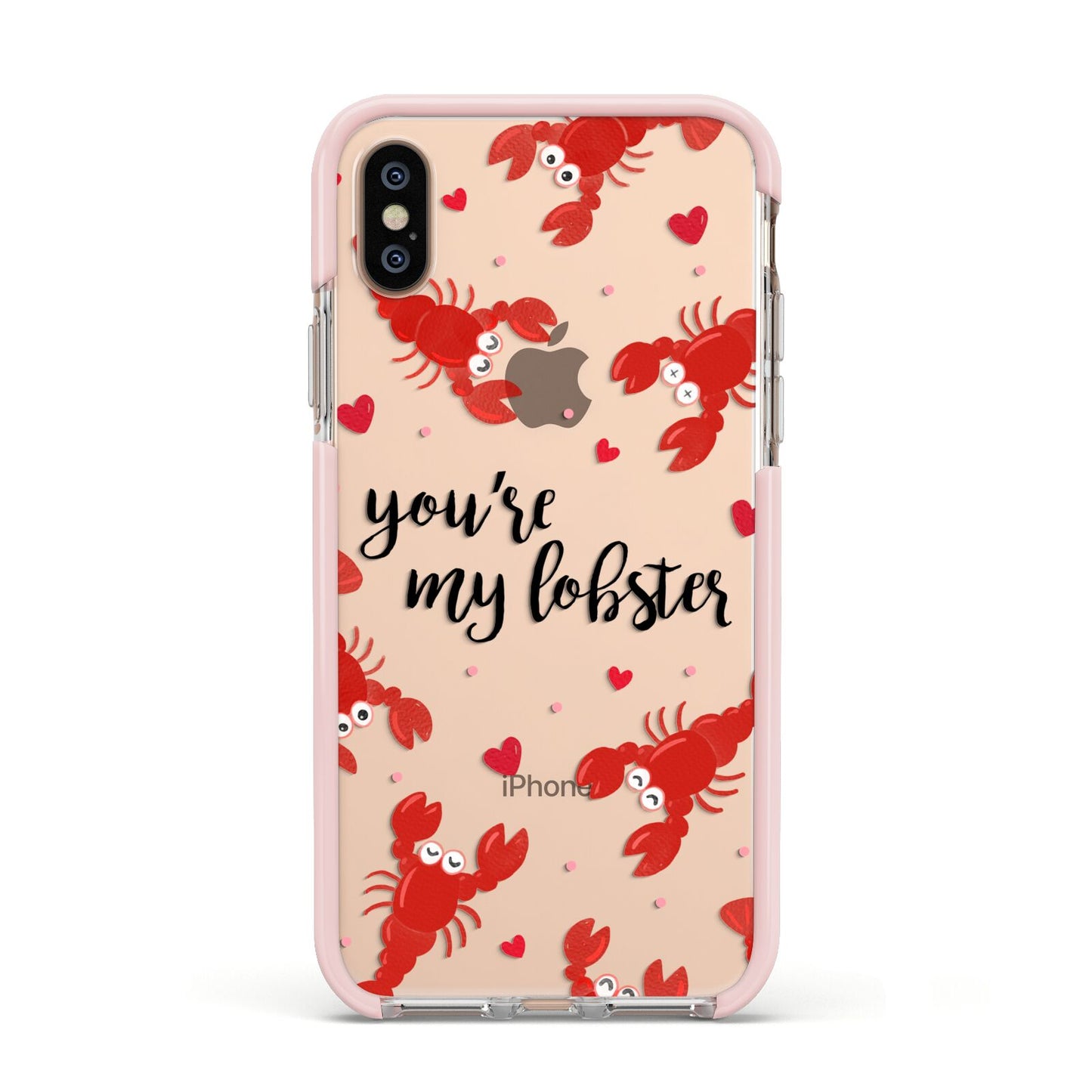 Youre My Lobster Apple iPhone Xs Impact Case Pink Edge on Gold Phone