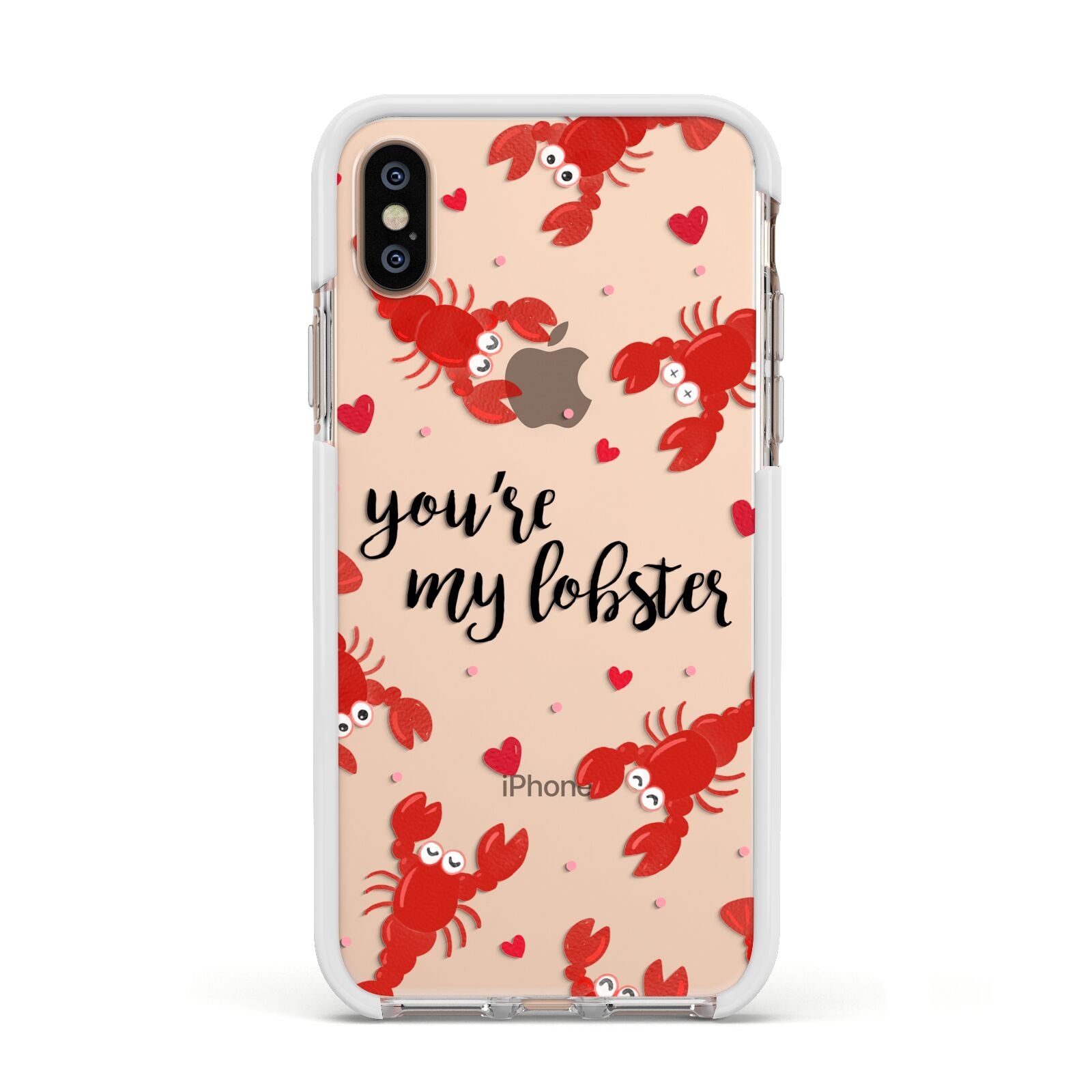 Youre My Lobster Apple iPhone Xs Impact Case White Edge on Gold Phone
