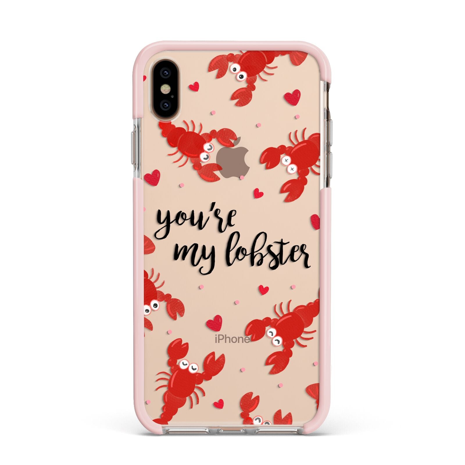 Youre My Lobster Apple iPhone Xs Max Impact Case Pink Edge on Gold Phone