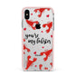 Youre My Lobster Apple iPhone Xs Max Impact Case Pink Edge on Silver Phone