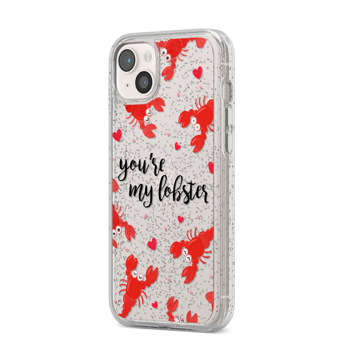 Youre My Lobster iPhone 14 Plus Glitter Tough Case Starlight Angled Image