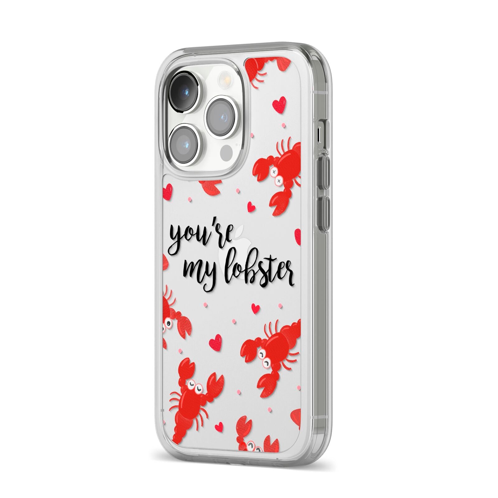 Youre My Lobster iPhone 14 Pro Clear Tough Case Silver Angled Image