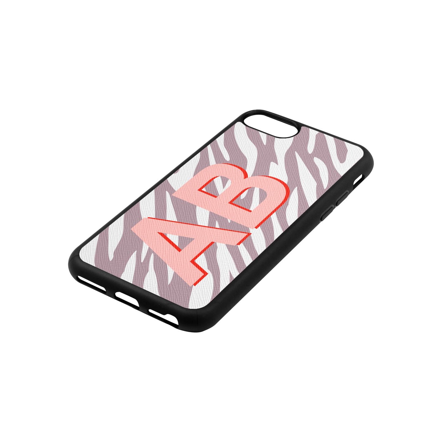 Zebra Initials Lotus Saffiano Leather iPhone 8 Case Side Angle
