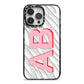 Zebra Initials iPhone 14 Pro Max Black Impact Case on Silver phone