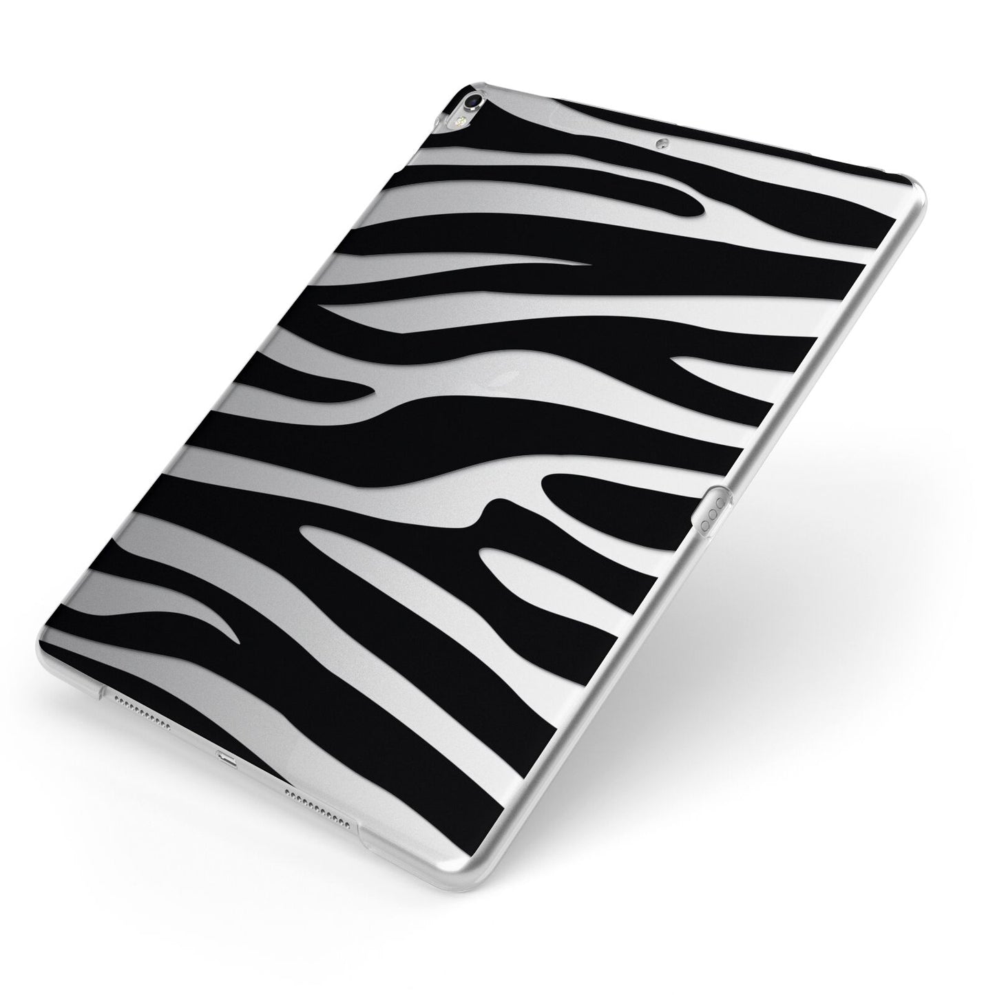 Zebra Print Apple iPad Case on Silver iPad Side View