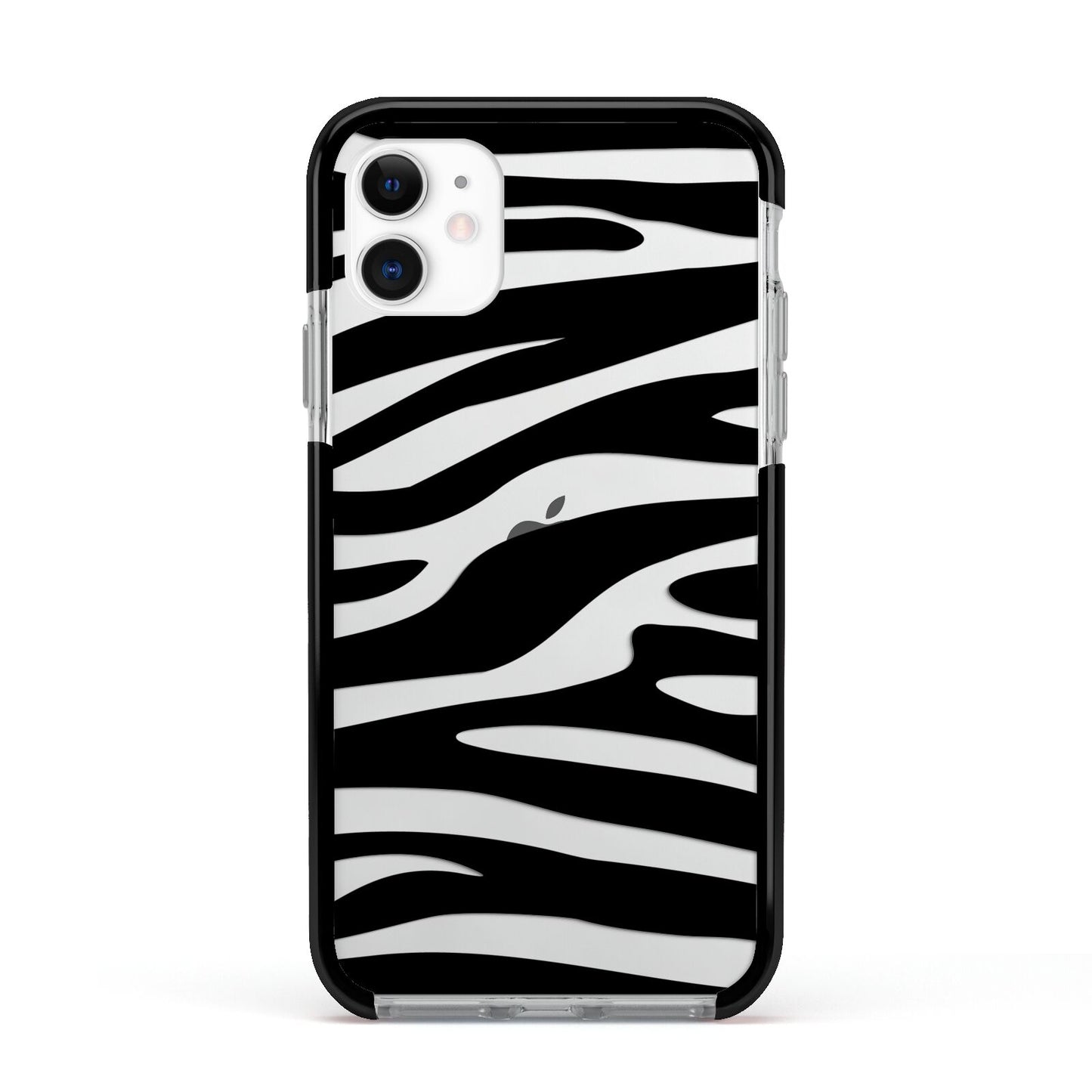 Zebra Print Apple iPhone 11 in White with Black Impact Case