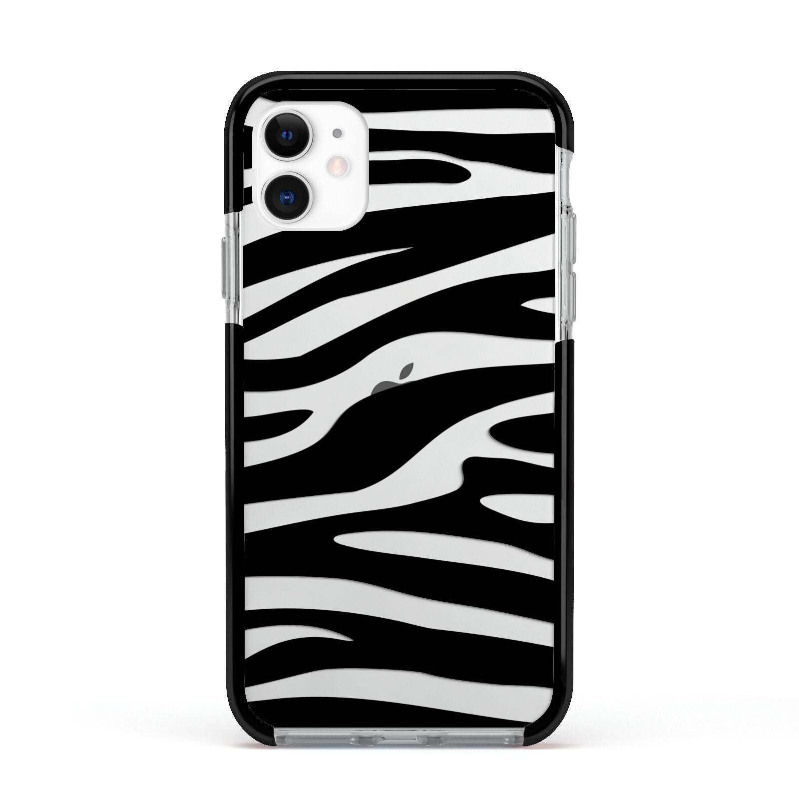 Zebra Print Apple iPhone 11 in White with Black Impact Case