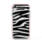 Zebra Print Apple iPhone XR Impact Case Pink Edge on Silver Phone