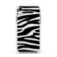 Zebra Print Apple iPhone XR Impact Case White Edge on Silver Phone