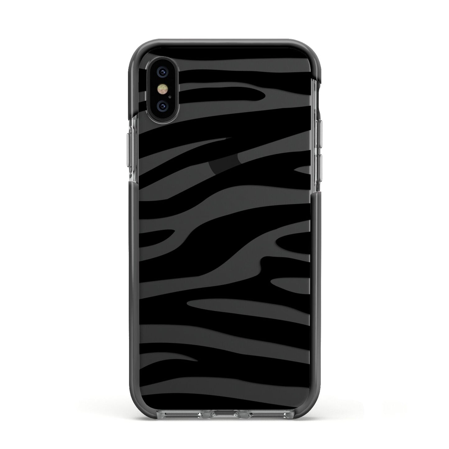 Zebra Print Apple iPhone Xs Impact Case Black Edge on Black Phone