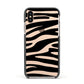Zebra Print Apple iPhone Xs Impact Case Black Edge on Gold Phone