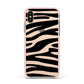 Zebra Print Apple iPhone Xs Impact Case Pink Edge on Gold Phone