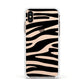 Zebra Print Apple iPhone Xs Impact Case White Edge on Gold Phone