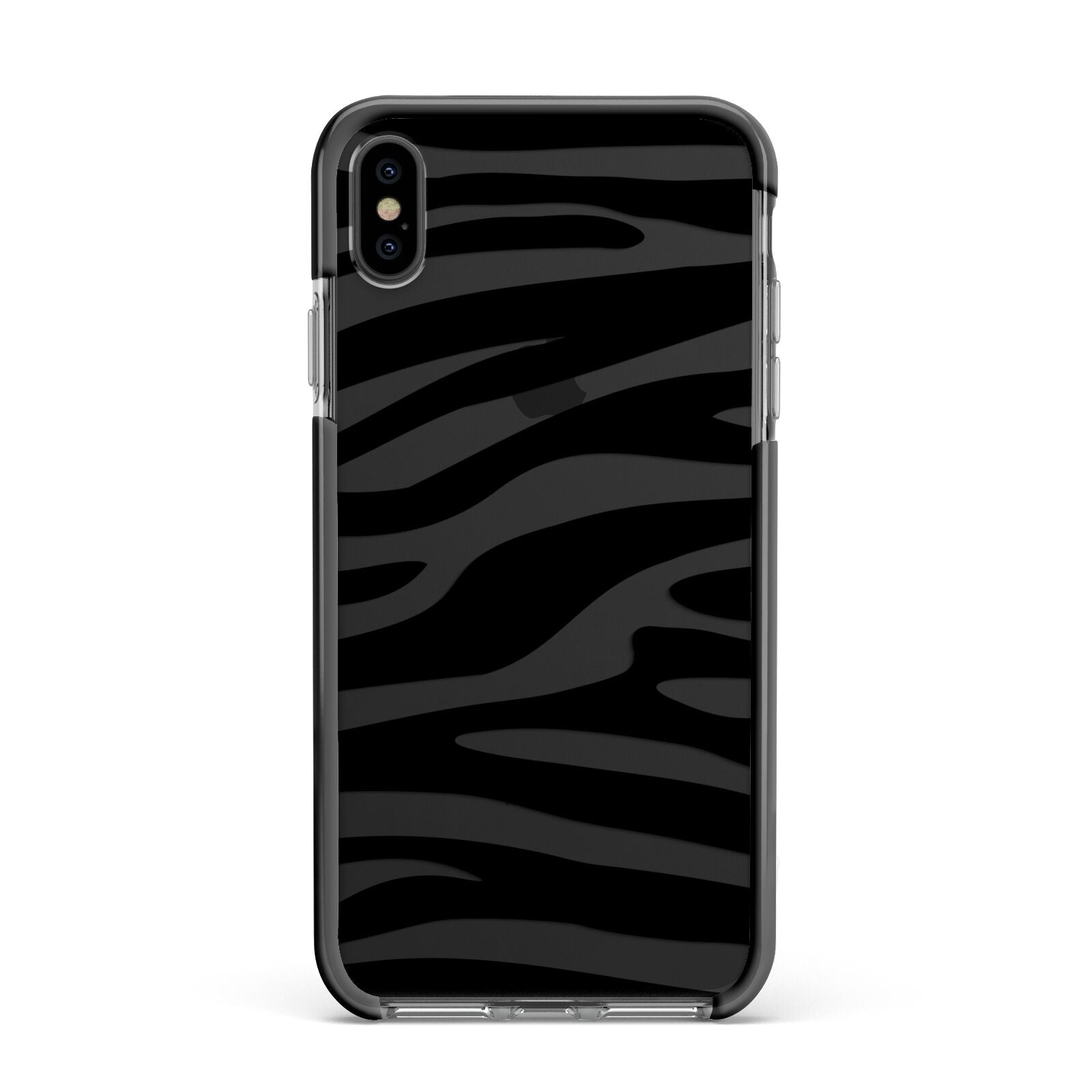 Zebra Print Apple iPhone Xs Max Impact Case Black Edge on Black Phone