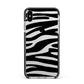 Zebra Print Apple iPhone Xs Max Impact Case Black Edge on Silver Phone