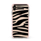 Zebra Print Apple iPhone Xs Max Impact Case Pink Edge on Gold Phone