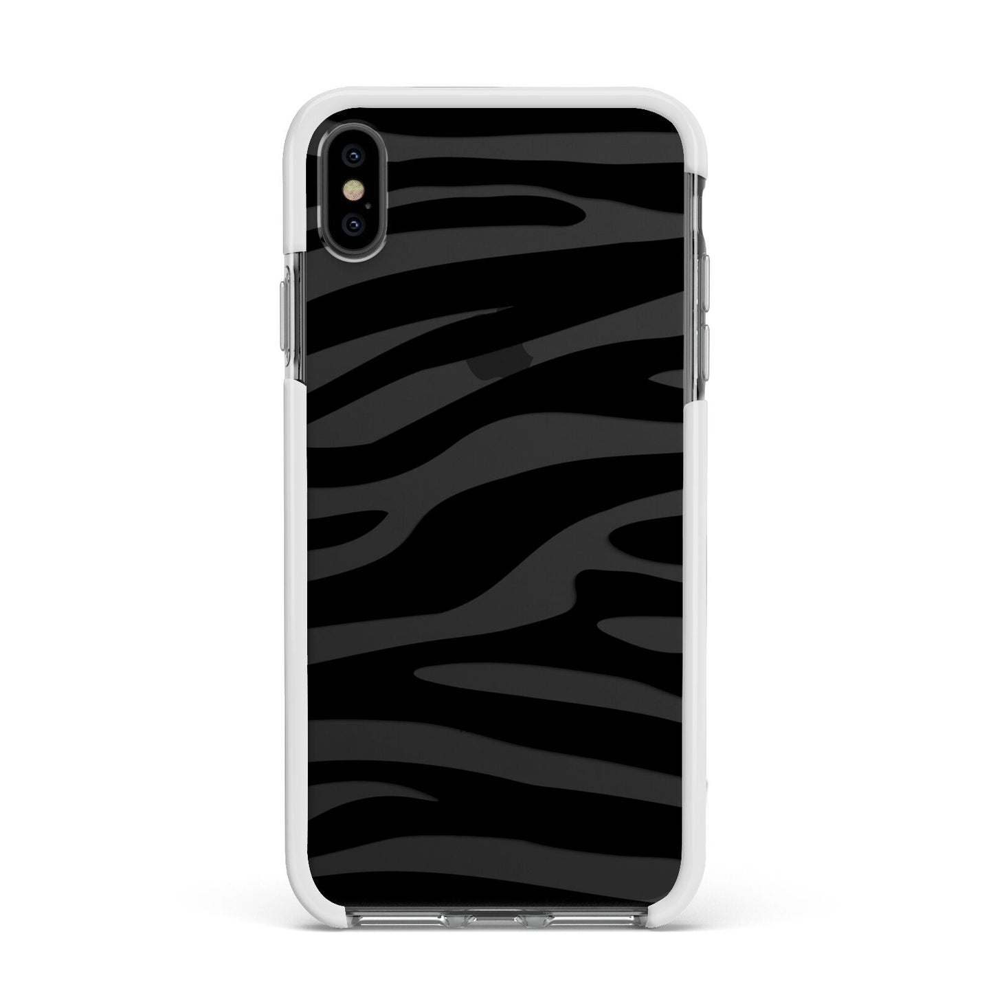 Zebra Print Apple iPhone Xs Max Impact Case White Edge on Black Phone