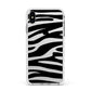 Zebra Print Apple iPhone Xs Max Impact Case White Edge on Silver Phone
