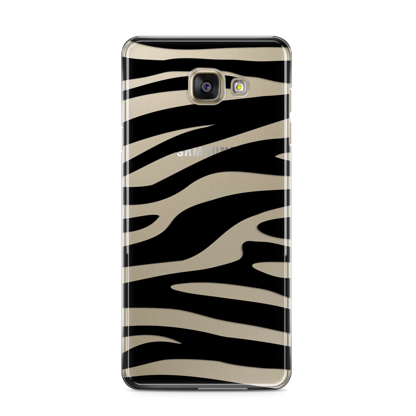 Zebra Print Samsung Galaxy A3 2016 Case on gold phone
