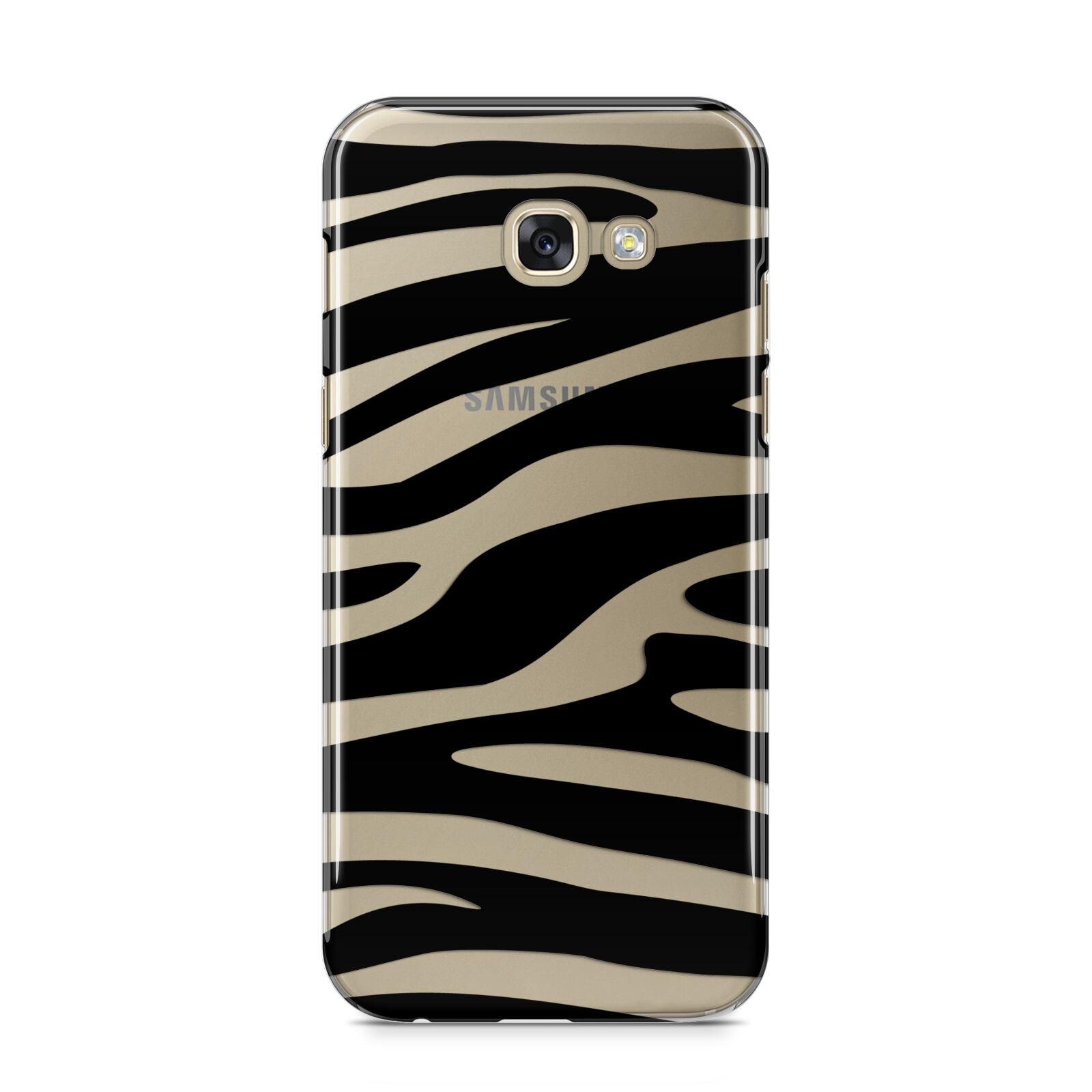 Zebra Print Samsung Galaxy A5 2017 Case on gold phone
