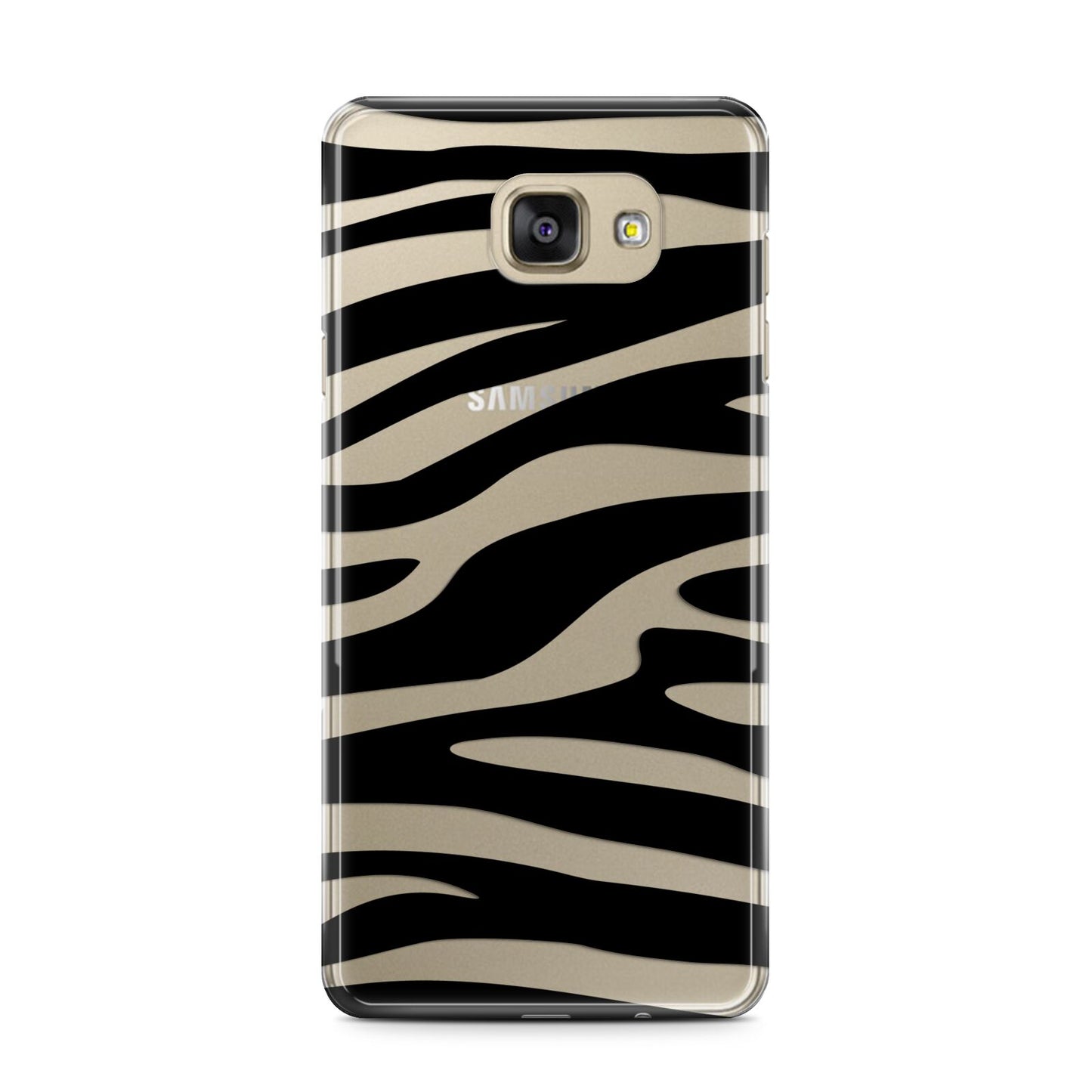 Zebra Print Samsung Galaxy A7 2016 Case on gold phone