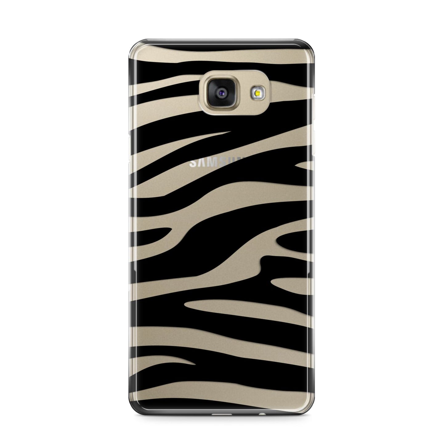Zebra Print Samsung Galaxy A9 2016 Case on gold phone