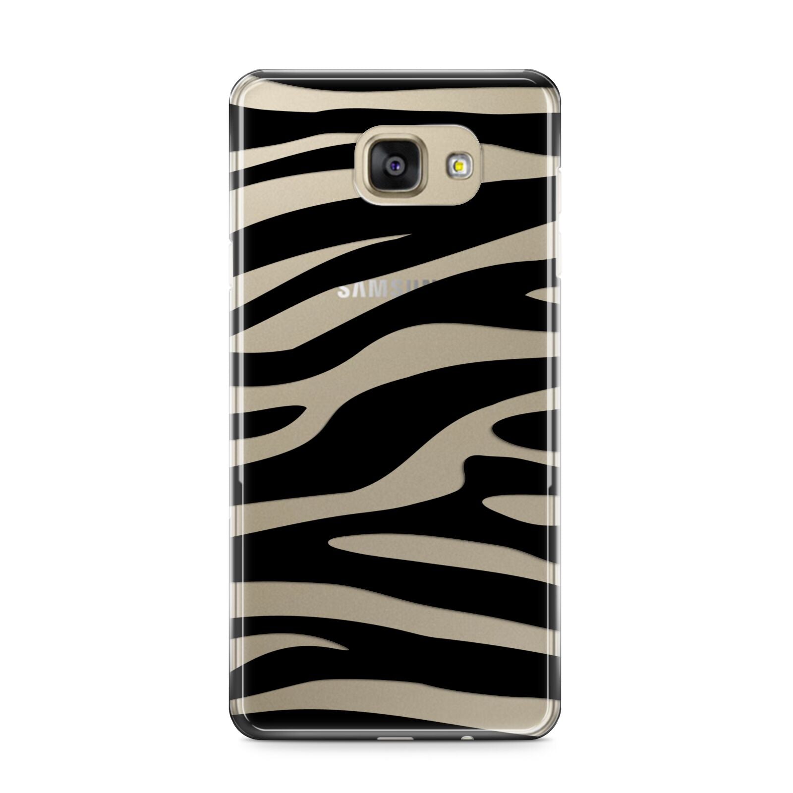 Zebra Print Samsung Galaxy A9 2016 Case on gold phone