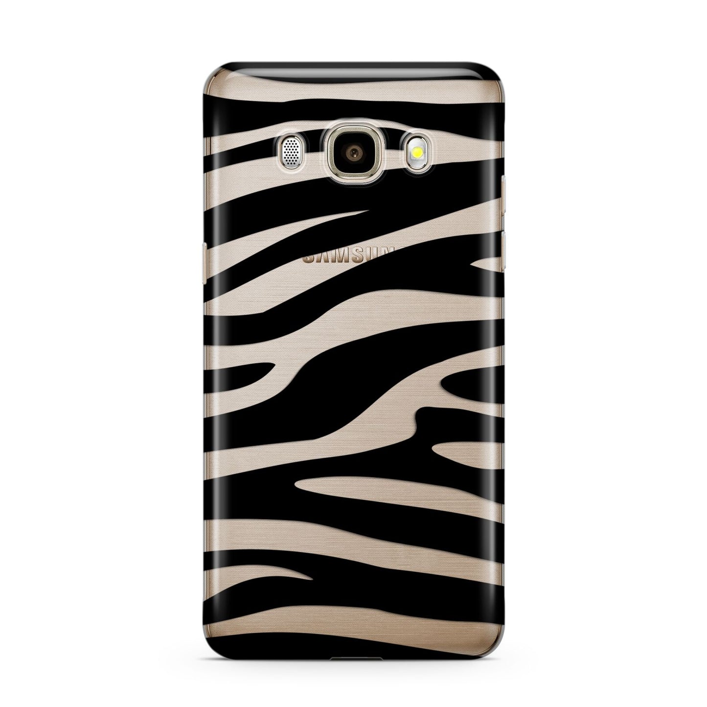 Zebra Print Samsung Galaxy J7 2016 Case on gold phone