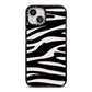 Zebra Print iPhone 13 Black Impact Case on Silver phone