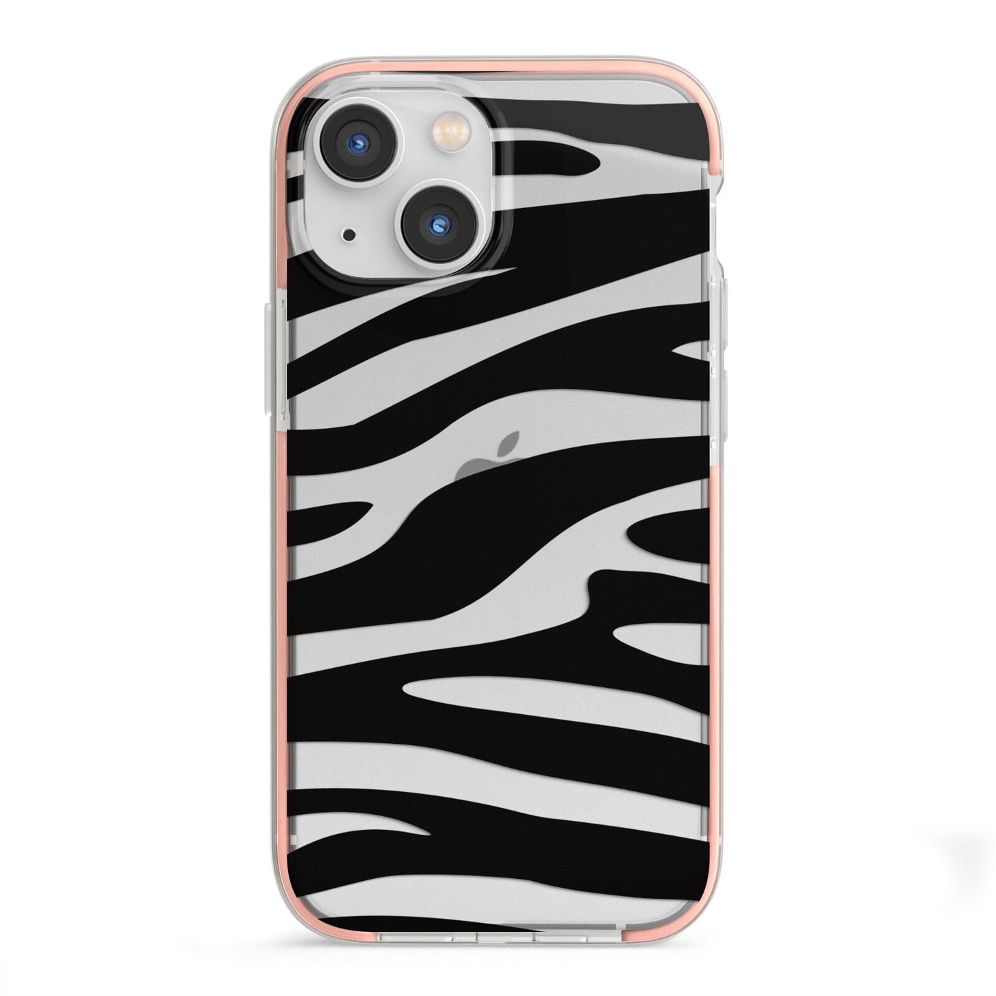 Zebra Print iPhone 13 Mini TPU Impact Case with Pink Edges