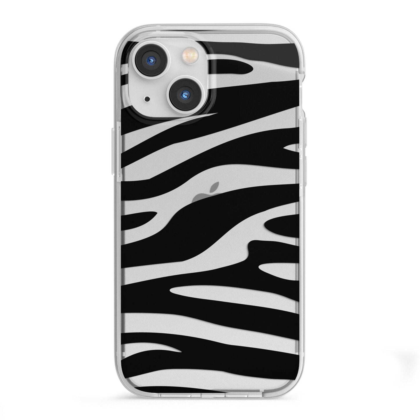 Zebra Print iPhone 13 Mini TPU Impact Case with White Edges